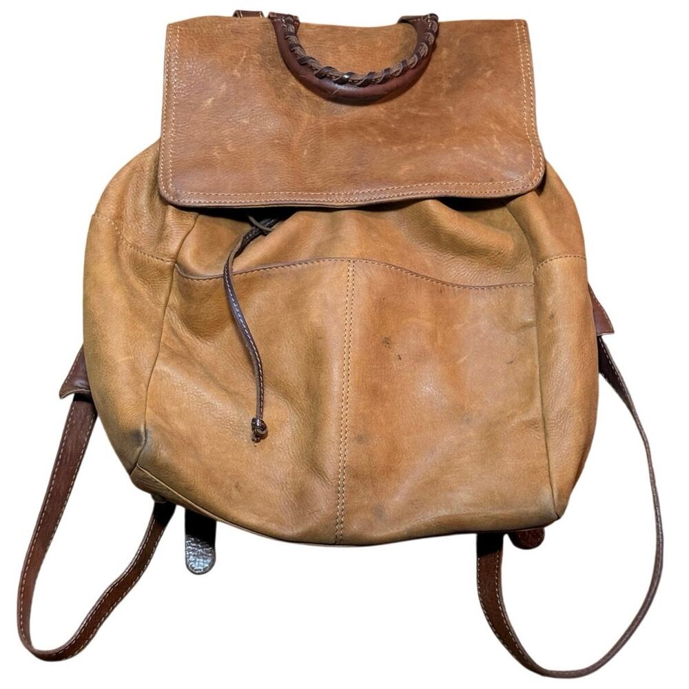 Sundance Made in Italy Brown Leather Backpack Purse Rucksack AS IS Flaws - Picture 8 of 9